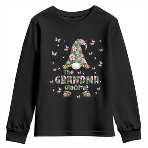 The Grandma Gnome Floral Butterfly Leopard Youth Sweatshirt