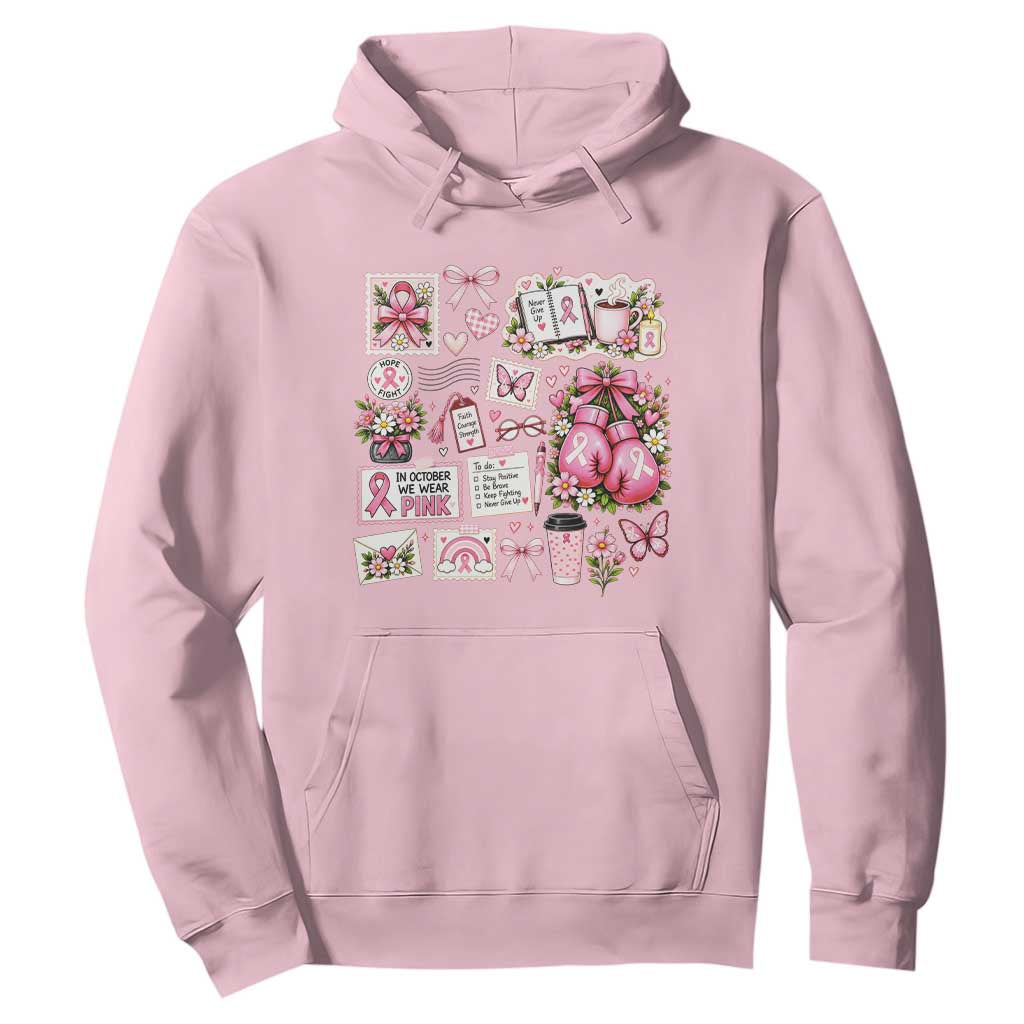 Breast Cancer Pink Ribbon Support Hoodie Boxing Gloves Fighter Strength Gift