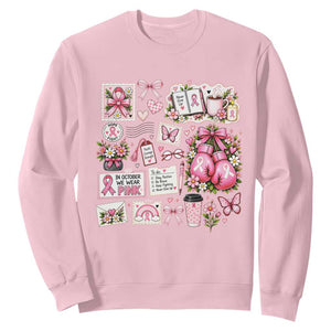 Breast Cancer Pink Ribbon Support Sweatshirt Boxing Gloves Fighter Strength Gift