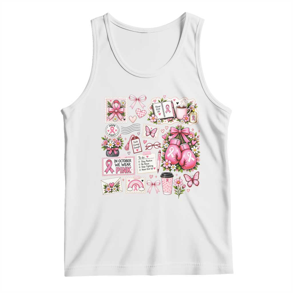 Breast Cancer Pink Ribbon Support Tank Top Boxing Gloves Fighter Strength Gift