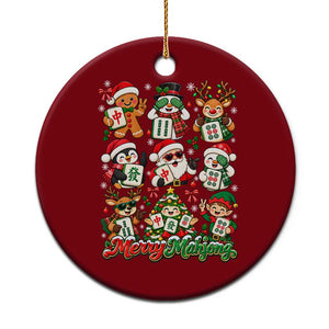 Merry Mahjong Christmas Ceramic Ornament Cute Holiday Characters Tile Player