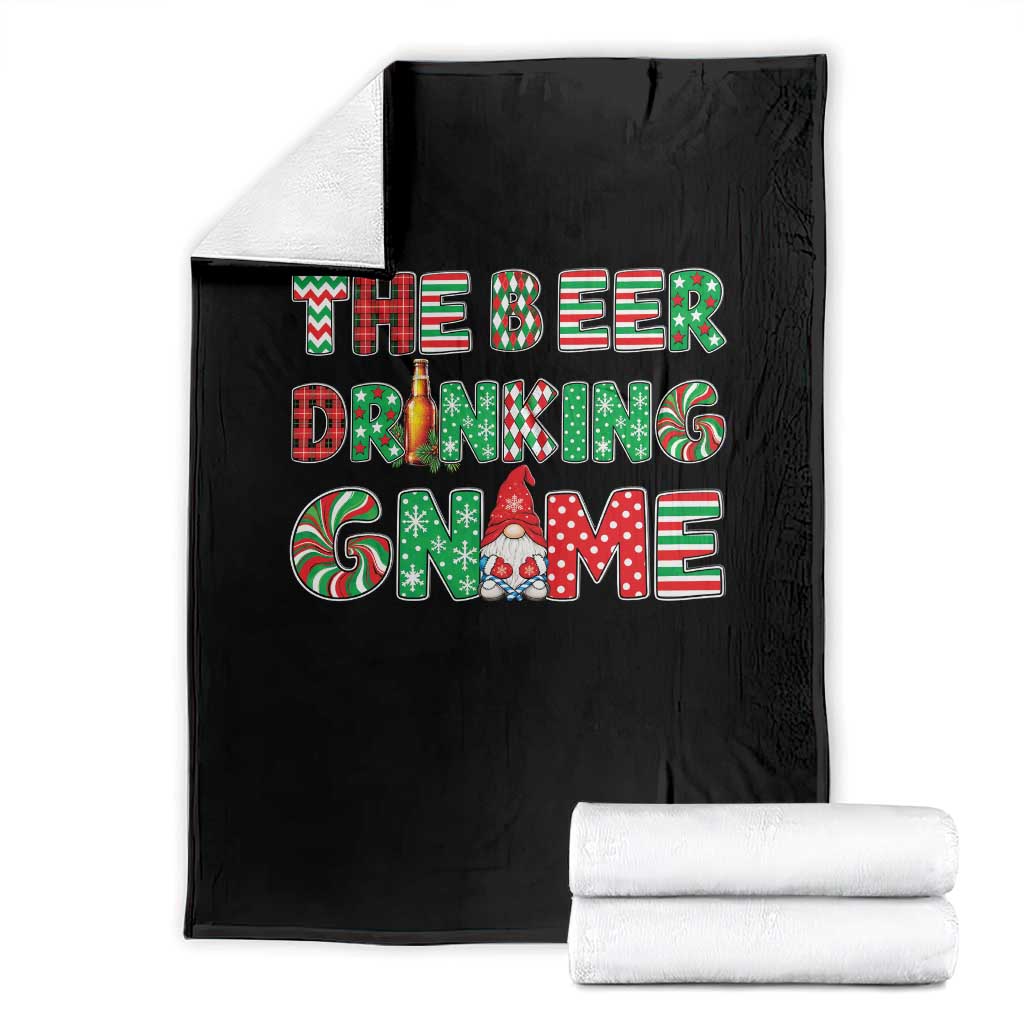 Funny Christmas Party Humor Throw Blanket The Beer Drinking Gnome