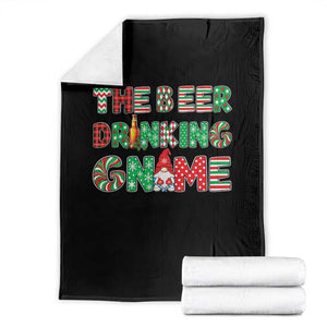 Funny Christmas Party Humor Throw Blanket The Beer Drinking Gnome