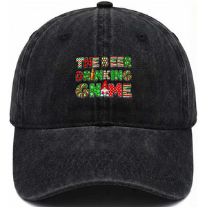 Funny Christmas Party Humor Washed Cotton Baseball Cap The Beer Drinking Gnome