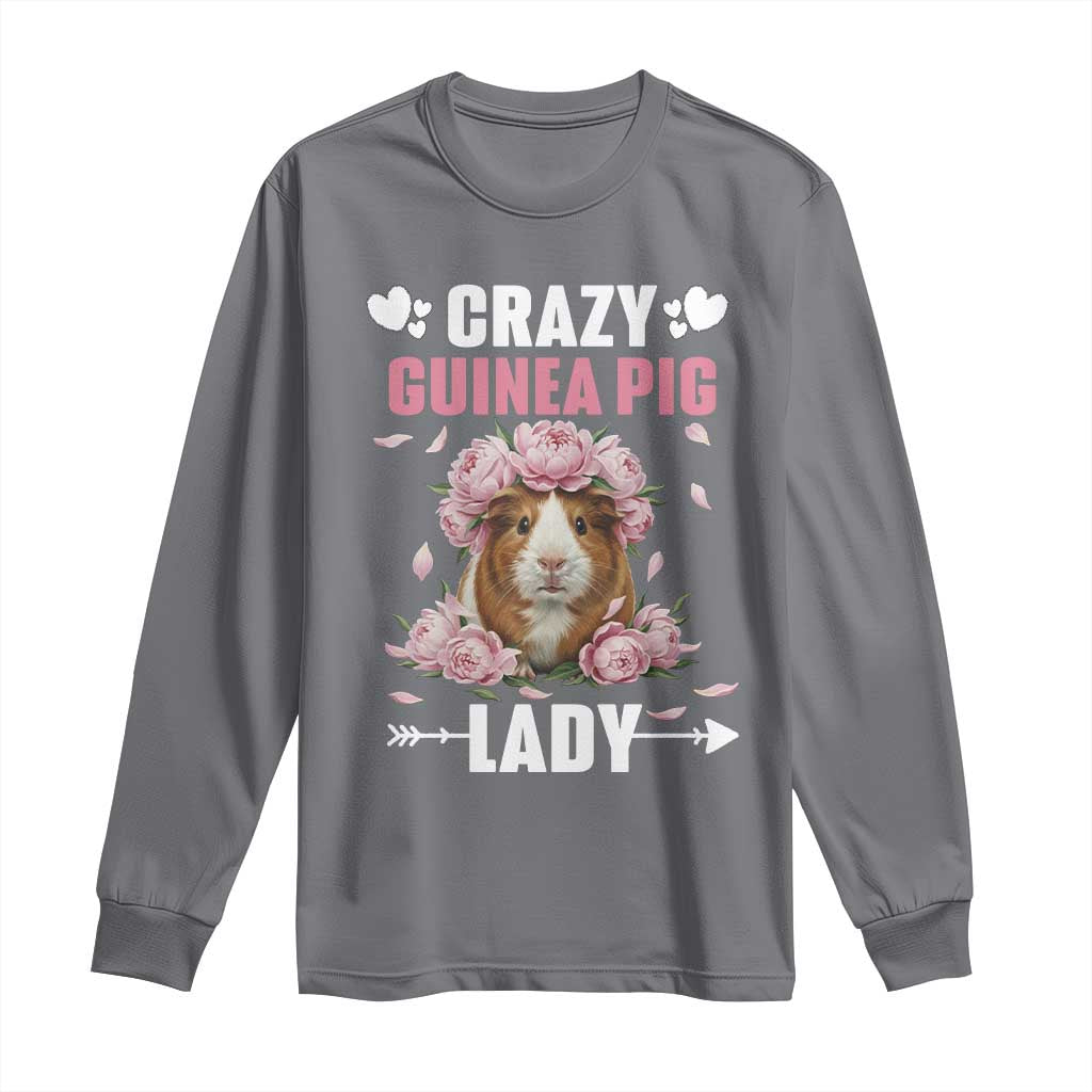 Funny Crazy Guinea Pig Lady Long Sleeve Shirt Cavy Mom Gift TS12 Charcoal Print Your Wear