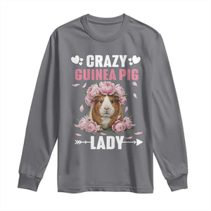 Funny Crazy Guinea Pig Lady Long Sleeve Shirt Cavy Mom Gift TS12 Charcoal Print Your Wear
