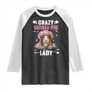 Funny Crazy Guinea Pig Lady Raglan Shirt Cavy Mom Gift TS12 Black White Print Your Wear
