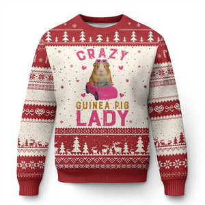 Crazy Guinea Pig Lady Ugly Christmas Sweater Funny Pet Lover Gift TS12 Beige Red Print Your Wear
