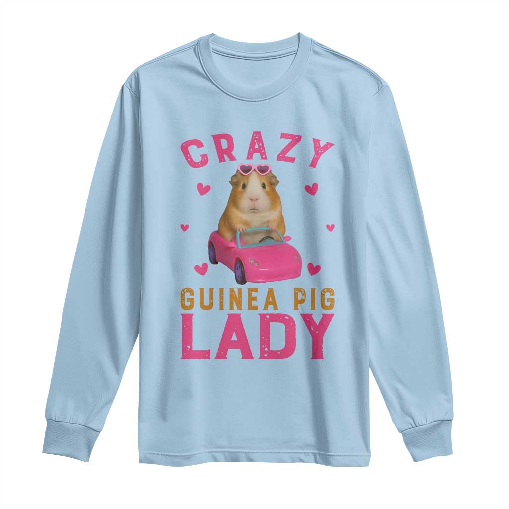 Crazy Guinea Pig Lady Long Sleeve Shirt Funny Pet Lover Gift TS12 Light Blue Print Your Wear