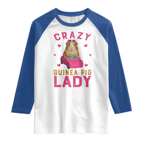 Crazy Guinea Pig Lady Raglan Shirt Funny Pet Lover Gift TS12 White Royal Print Your Wear