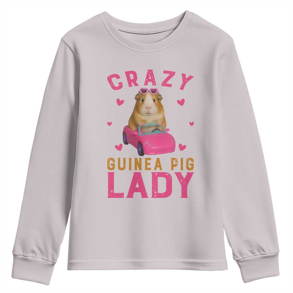 Crazy Guinea Pig Lady Youth Sweatshirt Funny Pet Lover Gift TS12 Ice Gray Print Your Wear