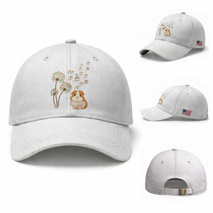 Flower Guinea Pig Dandelion Baseball Cap Funny Cavy Lover Gift TS12 Baseball Cap Universal Fit White Print Your Wear