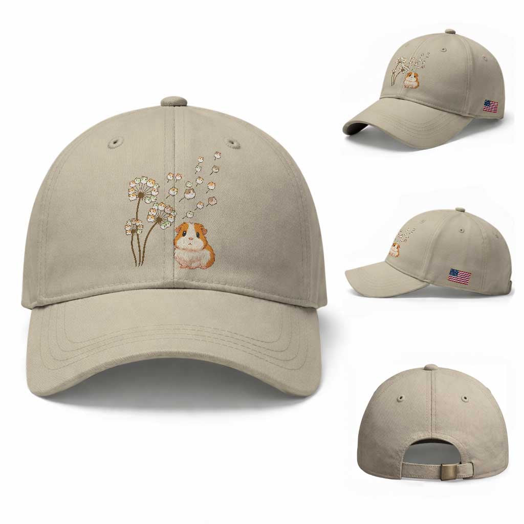 Flower Guinea Pig Dandelion Baseball Cap Funny Cavy Lover Gift TS12 Baseball Cap Universal Fit Beige Print Your Wear