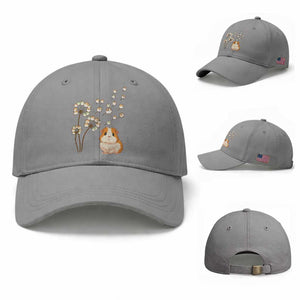 Flower Guinea Pig Dandelion Baseball Cap Funny Cavy Lover Gift TS12 Baseball Cap Universal Fit Sport Gray Print Your Wear