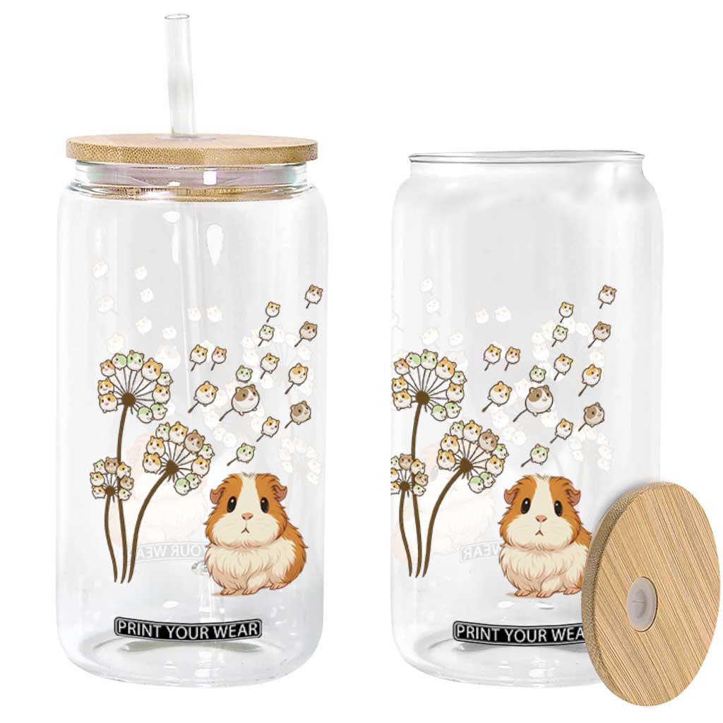 Flower Guinea Pig Dandelion Glass Can Funny Cavy Lover Gift TS12 Print Your Wear
