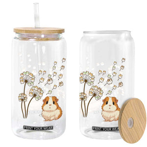 Flower Guinea Pig Dandelion Glass Can Funny Cavy Lover Gift TS12 Print Your Wear