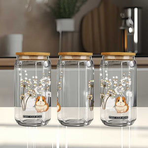 Flower Guinea Pig Dandelion Glass Can Funny Cavy Lover Gift TS12 Print Your Wear