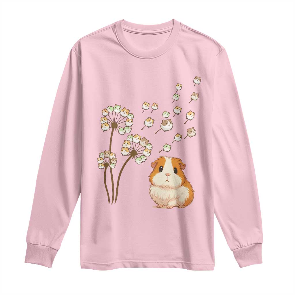 Flower Guinea Pig Dandelion Long Sleeve Shirt Funny Cavy Lover Gift TS12 Light Pink Print Your Wear