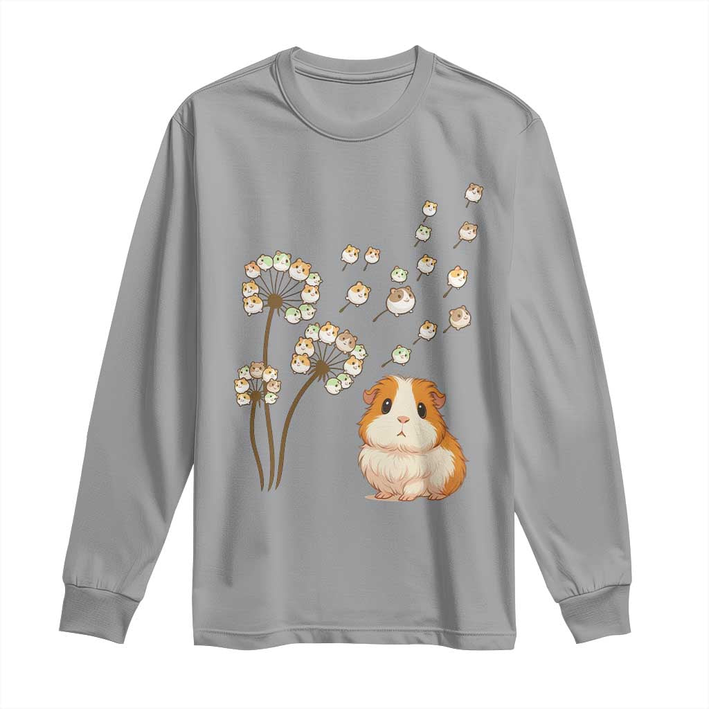 Flower Guinea Pig Dandelion Long Sleeve Shirt Funny Cavy Lover Gift TS12 Sport Gray Print Your Wear