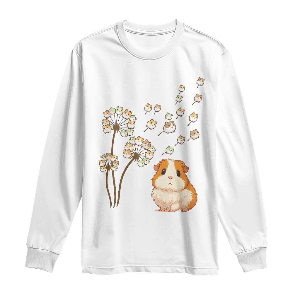 Flower Guinea Pig Dandelion Long Sleeve Shirt Funny Cavy Lover Gift TS12 White Print Your Wear