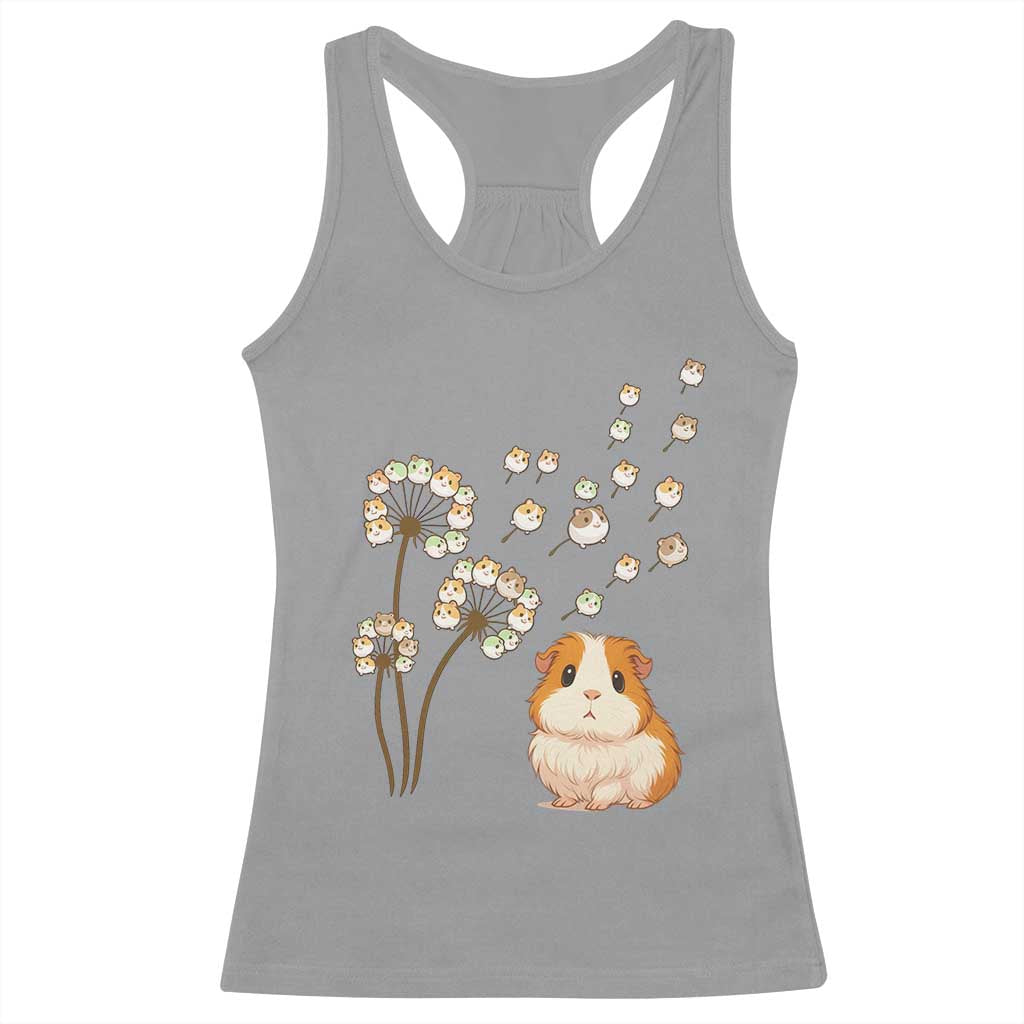 Flower Guinea Pig Dandelion Racerback Tank Top Funny Cavy Lover Gift TS12 Sport Gray Print Your Wear
