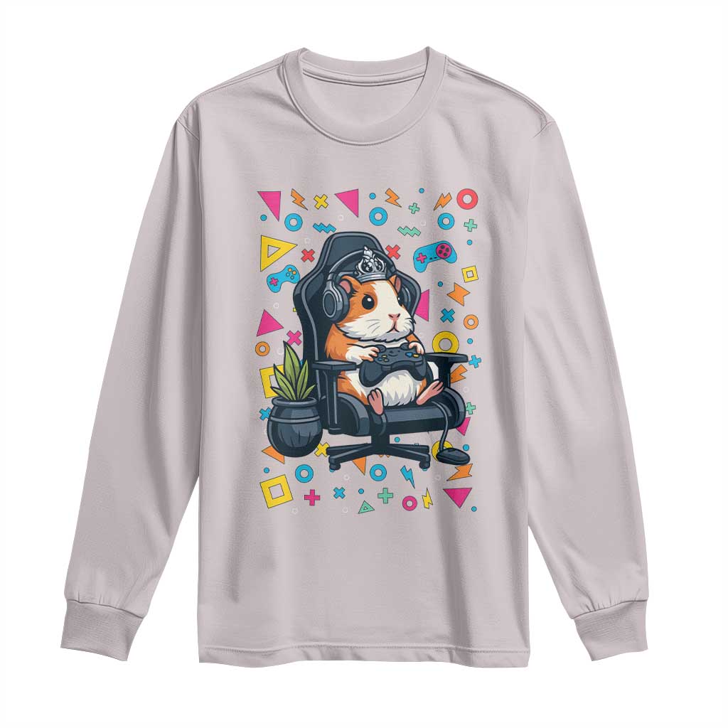 Funny Guinea Pigs And Gaming Lover Gift For Kid Long Sleeve Shirt TS12 Ice Gray Print Your Wear