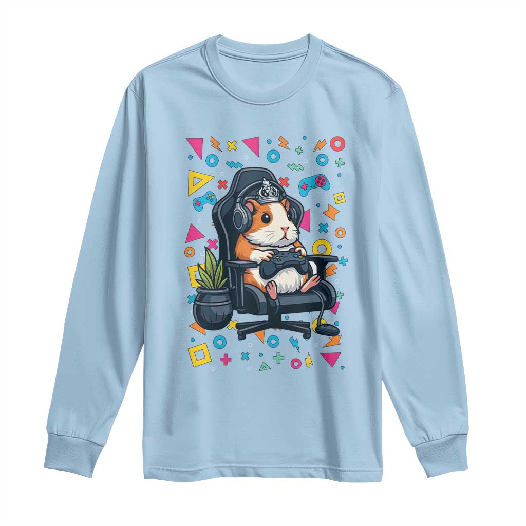 Funny Guinea Pigs And Gaming Lover Gift For Kid Long Sleeve Shirt TS12 Light Blue Print Your Wear