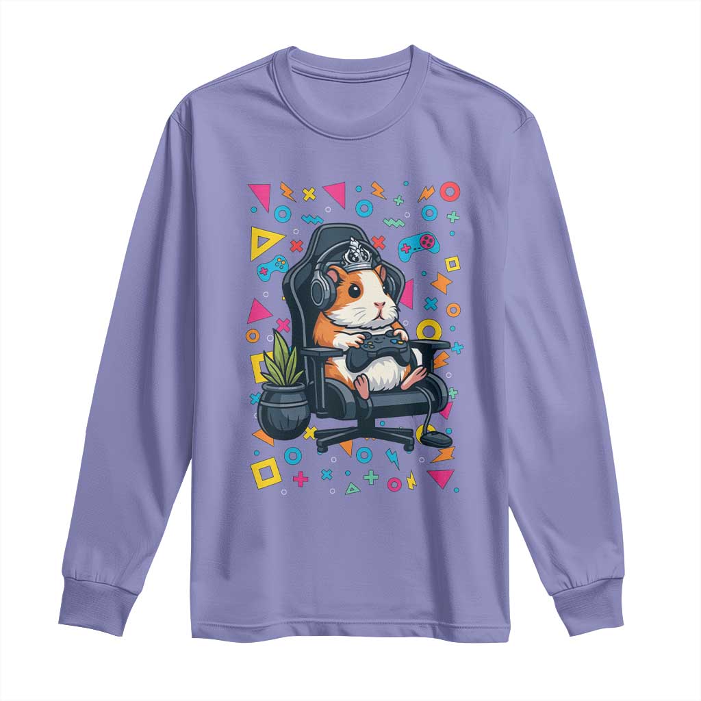 Funny Guinea Pigs And Gaming Lover Gift For Kid Long Sleeve Shirt TS12 Violet Print Your Wear