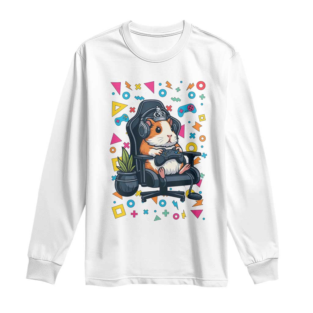 Funny Guinea Pigs And Gaming Lover Gift For Kid Long Sleeve Shirt TS12 White Print Your Wear