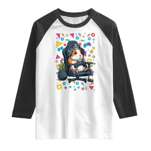Funny Guinea Pigs And Gaming Lover Gift For Kid Raglan Shirt TS12 White Black Print Your Wear