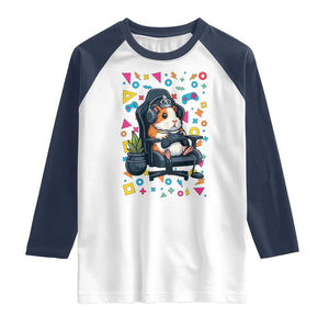 Funny Guinea Pigs And Gaming Lover Gift For Kid Raglan Shirt TS12 White Navy Print Your Wear