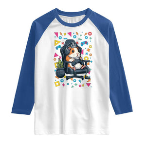 Funny Guinea Pigs And Gaming Lover Gift For Kid Raglan Shirt TS12 White Royal Print Your Wear