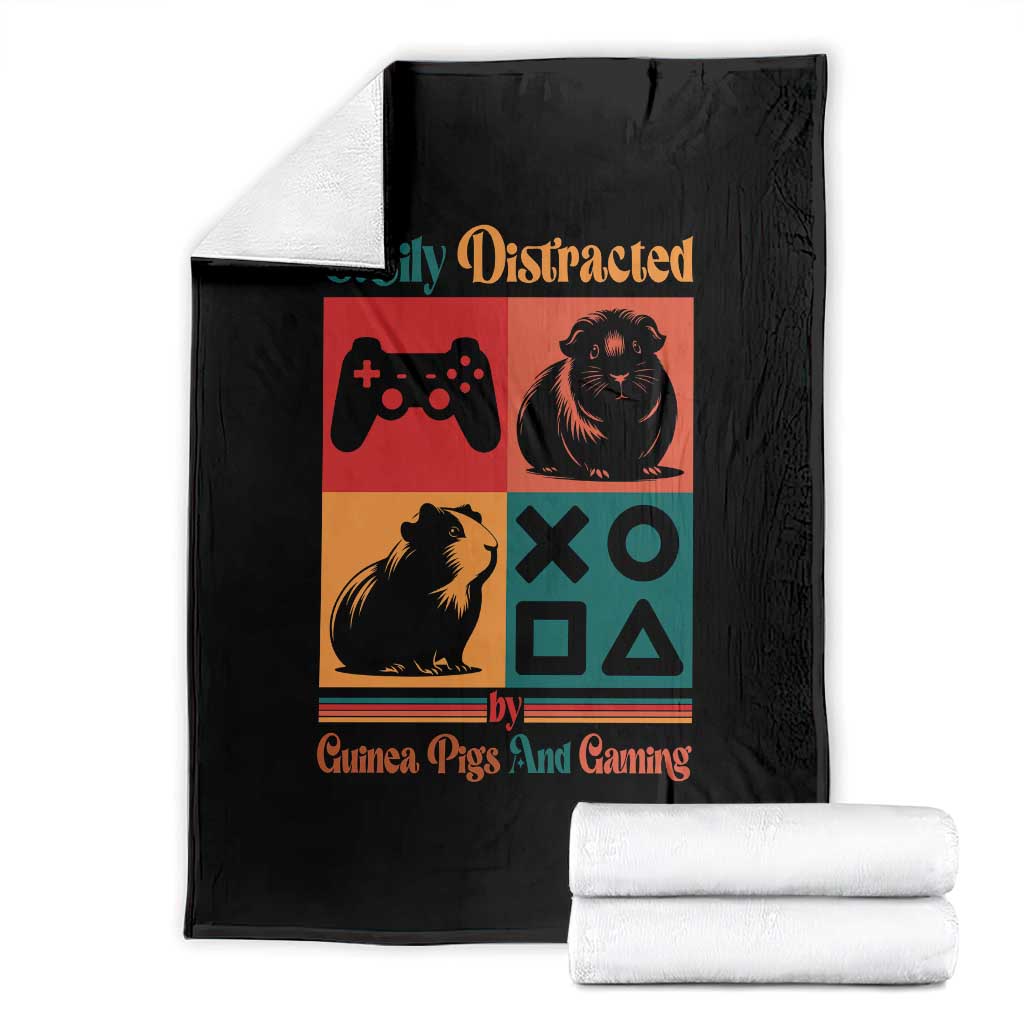 Funny Easily Distracted By Guinea Pigs And Gaming Throw Blanket Game Lover Gift TS12 Black Print Your Wear