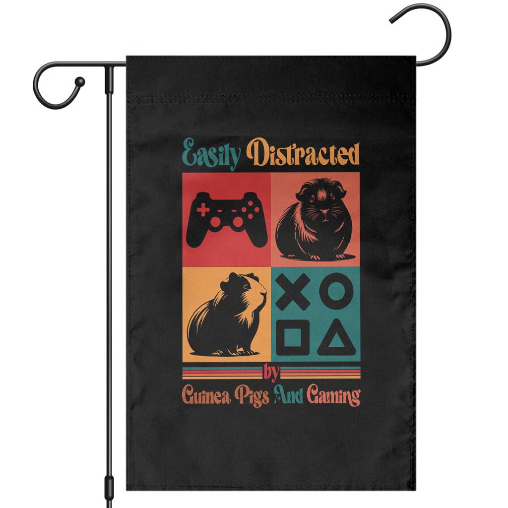 Funny Easily Distracted By Guinea Pigs And Gaming Garden Flag Game Lover Gift TS12 Black Print Your Wear
