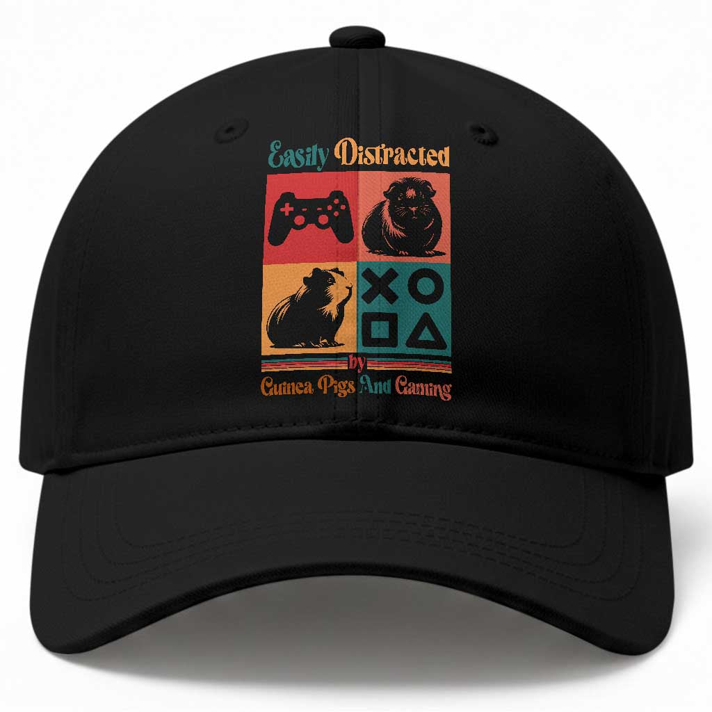 Funny Easily Distracted By Guinea Pigs And Gaming Baseball Cap Game Lover Gift TS12 Print Your Wear