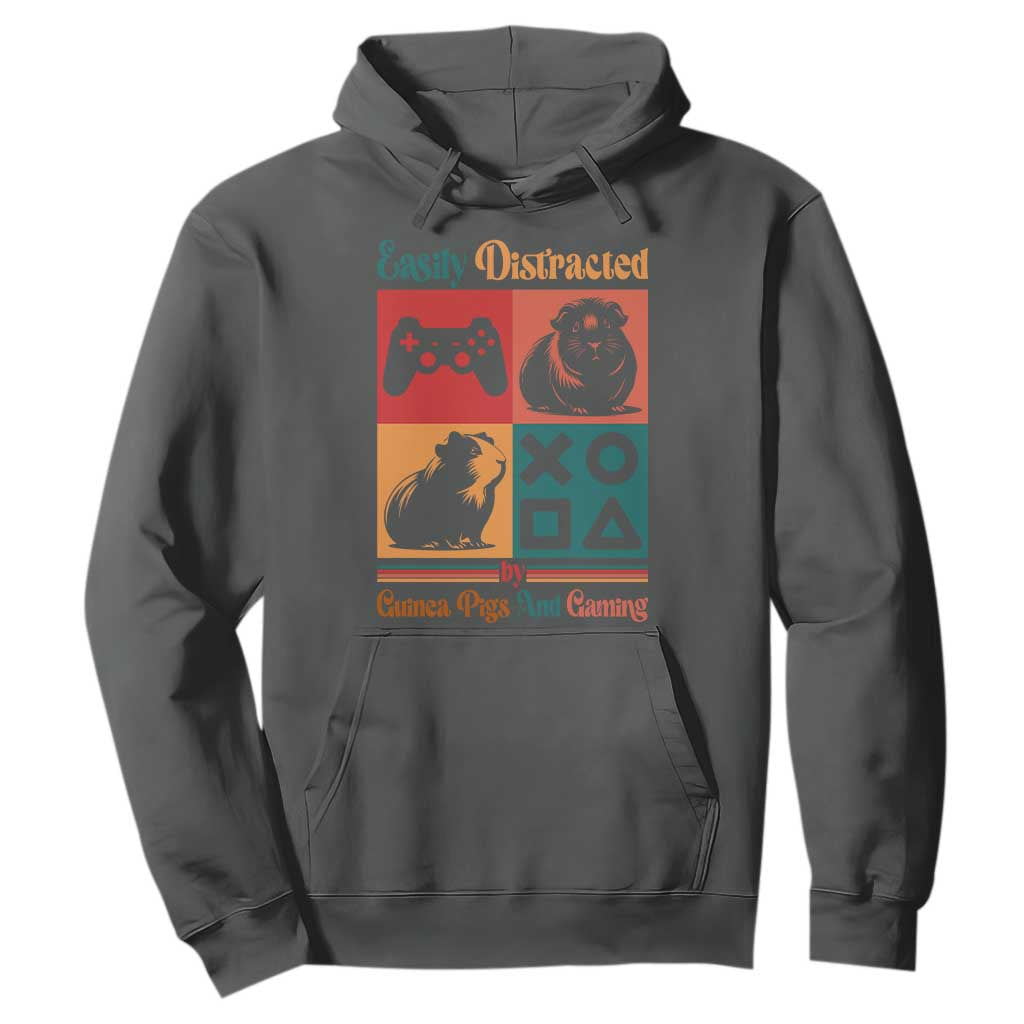 Funny Easily Distracted By Guinea Pigs And Gaming Hoodie Game Lover Gift TS12 Dark Heather Print Your Wear