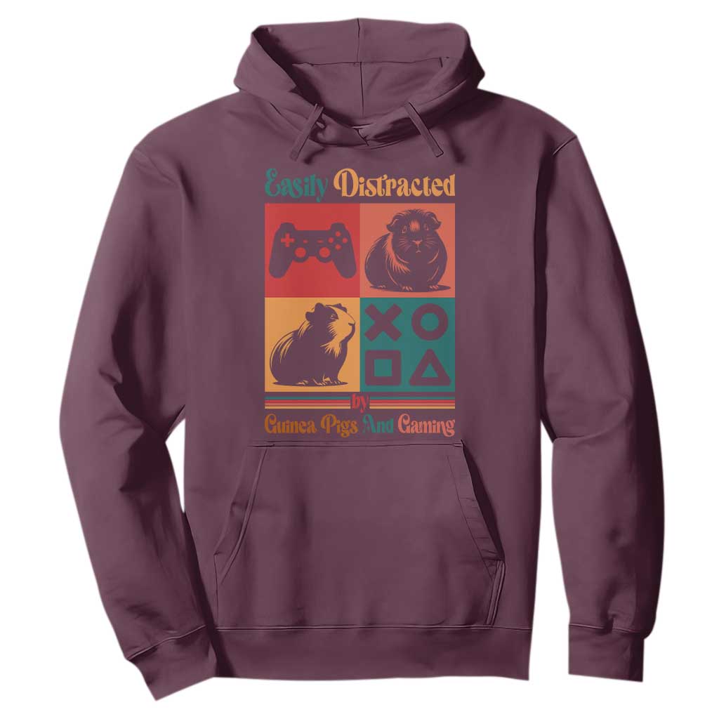 Funny Easily Distracted By Guinea Pigs And Gaming Hoodie Game Lover Gift TS12 Maroon Print Your Wear