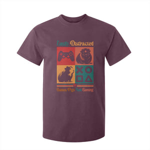 Funny Easily Distracted By Guinea Pigs And Gaming T Shirt For Kid Game Lover Gift TS12 Maroon Print Your Wear