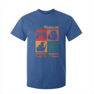 Funny Easily Distracted By Guinea Pigs And Gaming T Shirt For Kid Game Lover Gift TS12 Royal Blue Print Your Wear