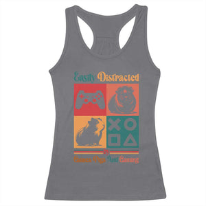Funny Easily Distracted By Guinea Pigs And Gaming Racerback Tank Top Game Lover Gift TS12 Charcoal Print Your Wear