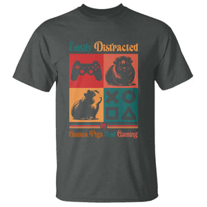 Funny Easily Distracted By Guinea Pigs And Gaming T Shirt Game Lover Gift TS12 Dark Heather Print Your Wear
