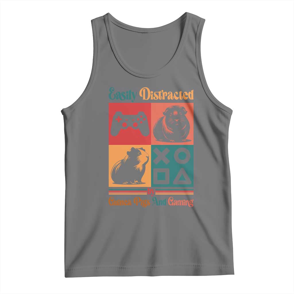 Funny Easily Distracted By Guinea Pigs And Gaming Tank Top Game Lover Gift TS12 Black Heather Print Your Wear