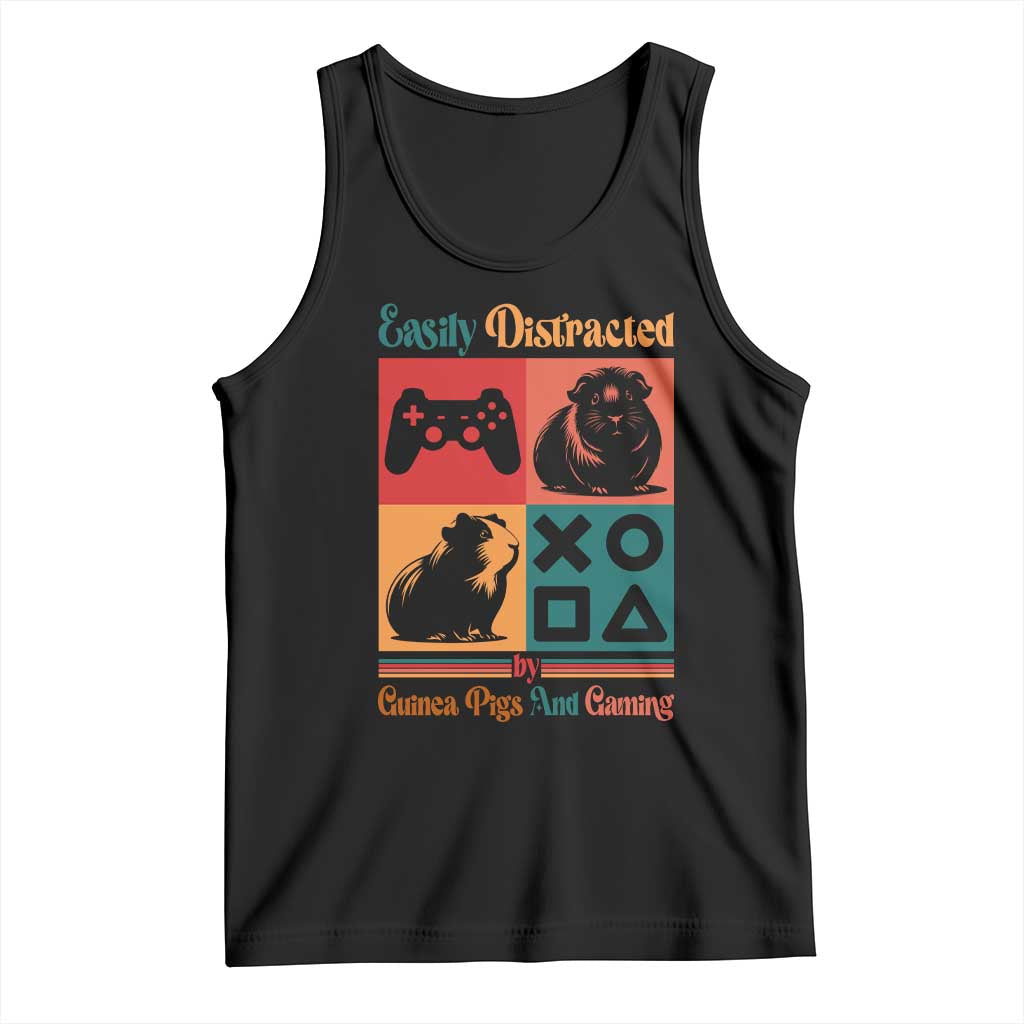 Funny Easily Distracted By Guinea Pigs And Gaming Tank Top Game Lover Gift TS12 Black Print Your Wear