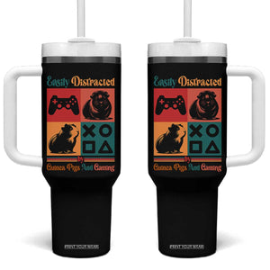 Funny Easily Distracted By Guinea Pigs And Gaming Tumbler With Handle Game Lover Gift TS12 One Size: 40 oz Black Print Your Wear