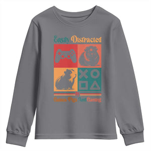 Funny Easily Distracted By Guinea Pigs And Gaming Youth Sweatshirt Game Lover Gift TS12 Charcoal Print Your Wear