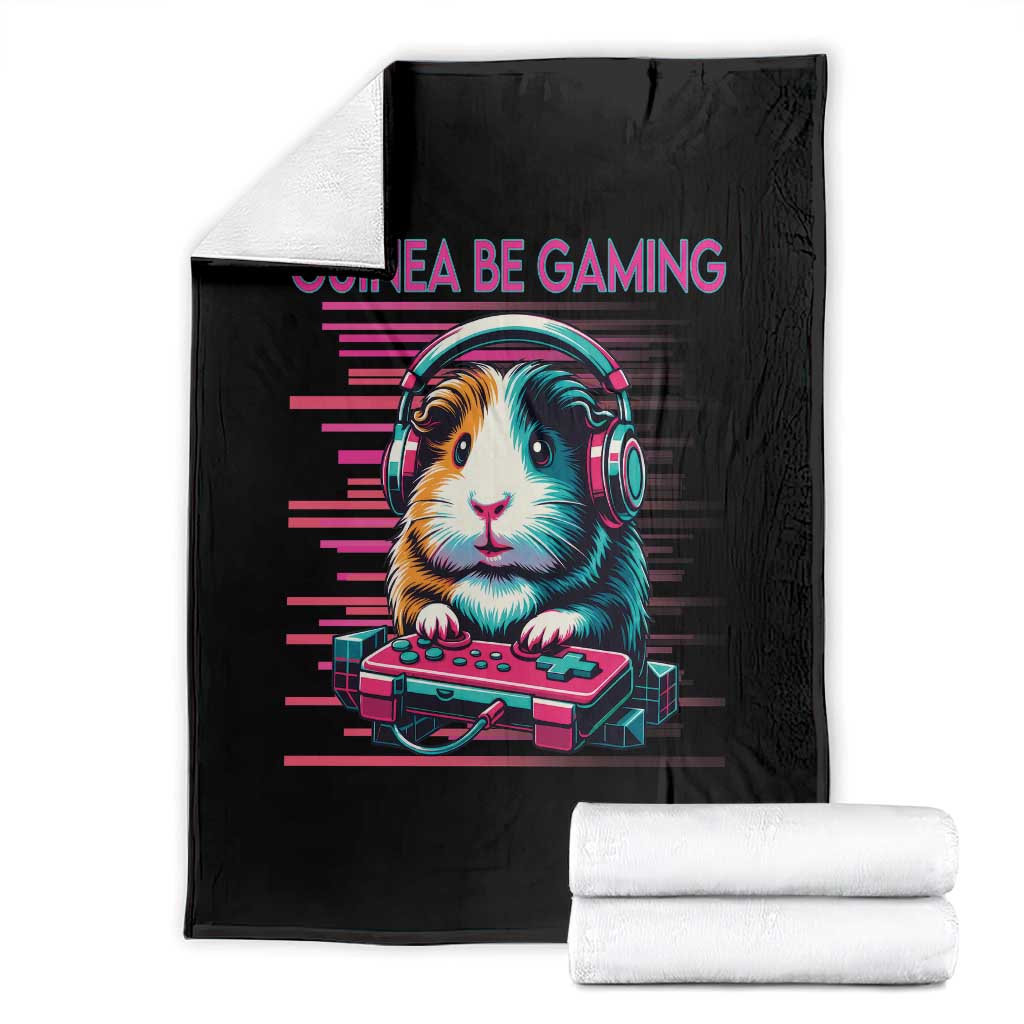 Funny Guinea Pig Video Game Player Gift Throw Blanket Guinea Be Gaming TS12 Black Print Your Wear