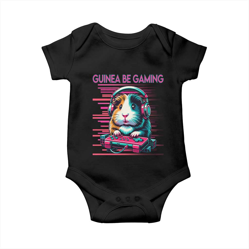 Funny Guinea Pig Video Game Player Gift Baby Onesie Guinea Be Gaming TS12 Black Print Your Wear