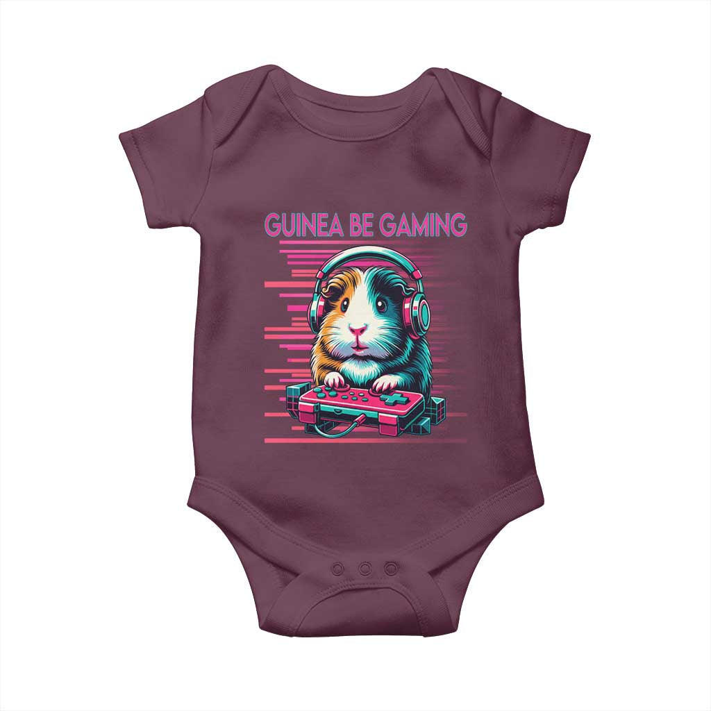 Funny Guinea Pig Video Game Player Gift Baby Onesie Guinea Be Gaming TS12 Maroon Print Your Wear