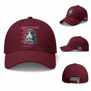 Funny Guinea Pig Video Game Player Gift Baseball Cap Guinea Be Gaming TS12 Baseball Cap Universal Fit Maroon Print Your Wear