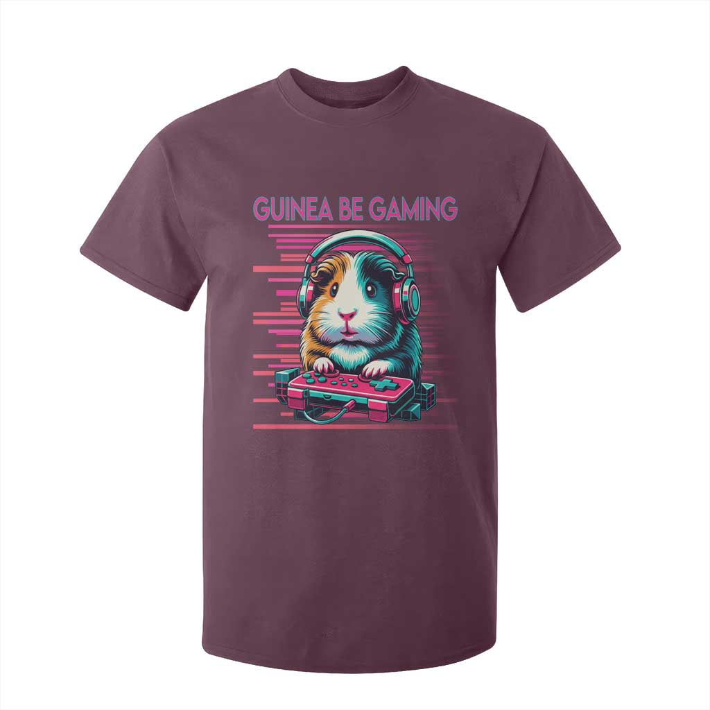 Funny Guinea Pig Video Game Player Gift T Shirt For Kid Guinea Be Gaming TS12 Maroon Print Your Wear